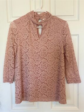 Rose & Olive Blush Lace Keyhole Tunic